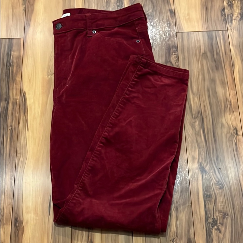 Wonderly Women’s High Rise Dark Red Velvet Skinny Jeans